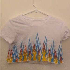 white flame crop top cute